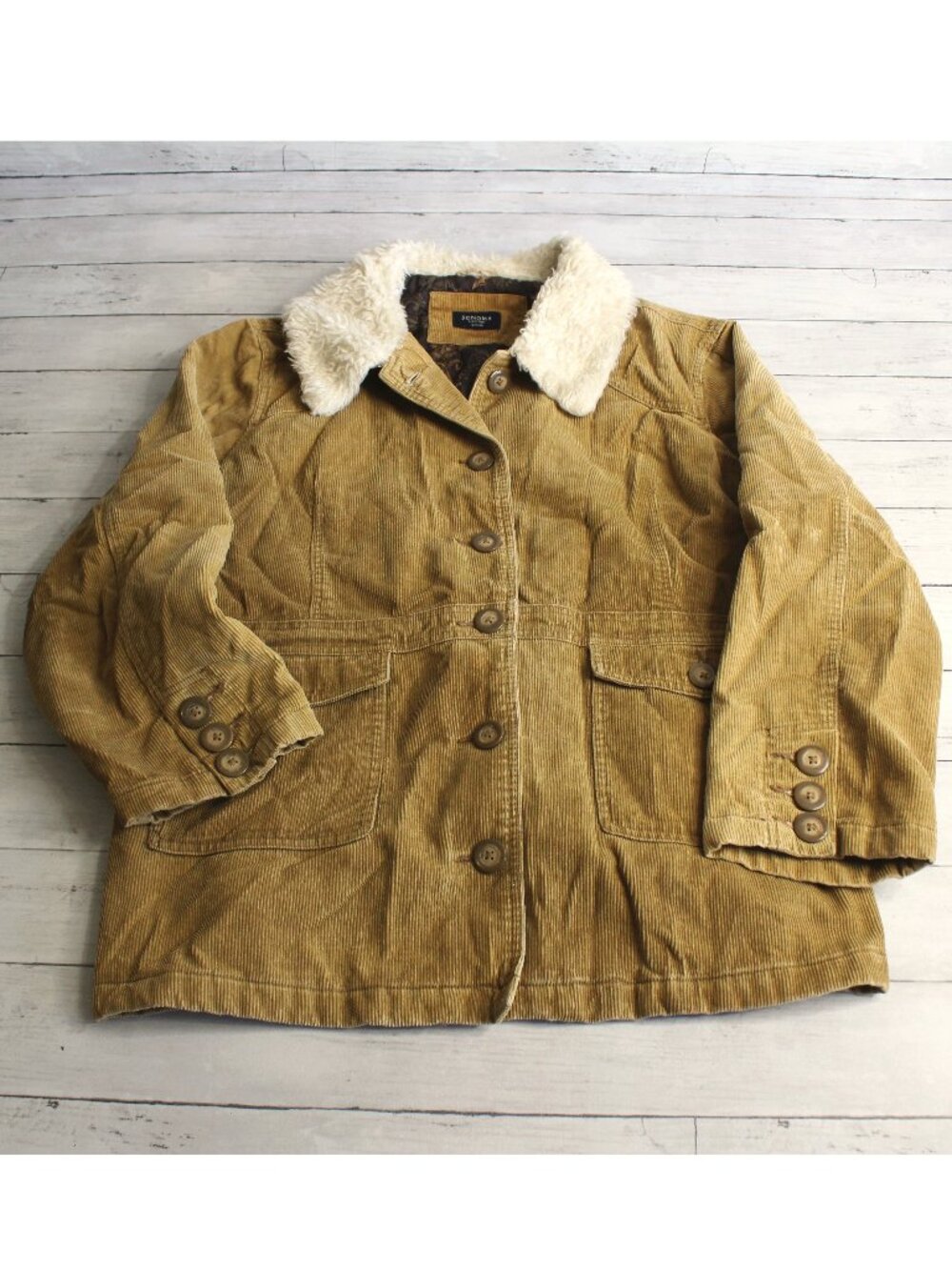 Sonoma Vintage Women's Brown Corduroy Winter Jacket Plus Size 2X